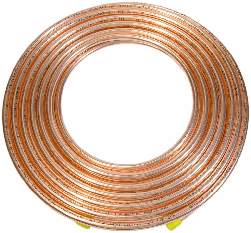 50  COIL 7/8 OD BARE COP G/GAS TUBE