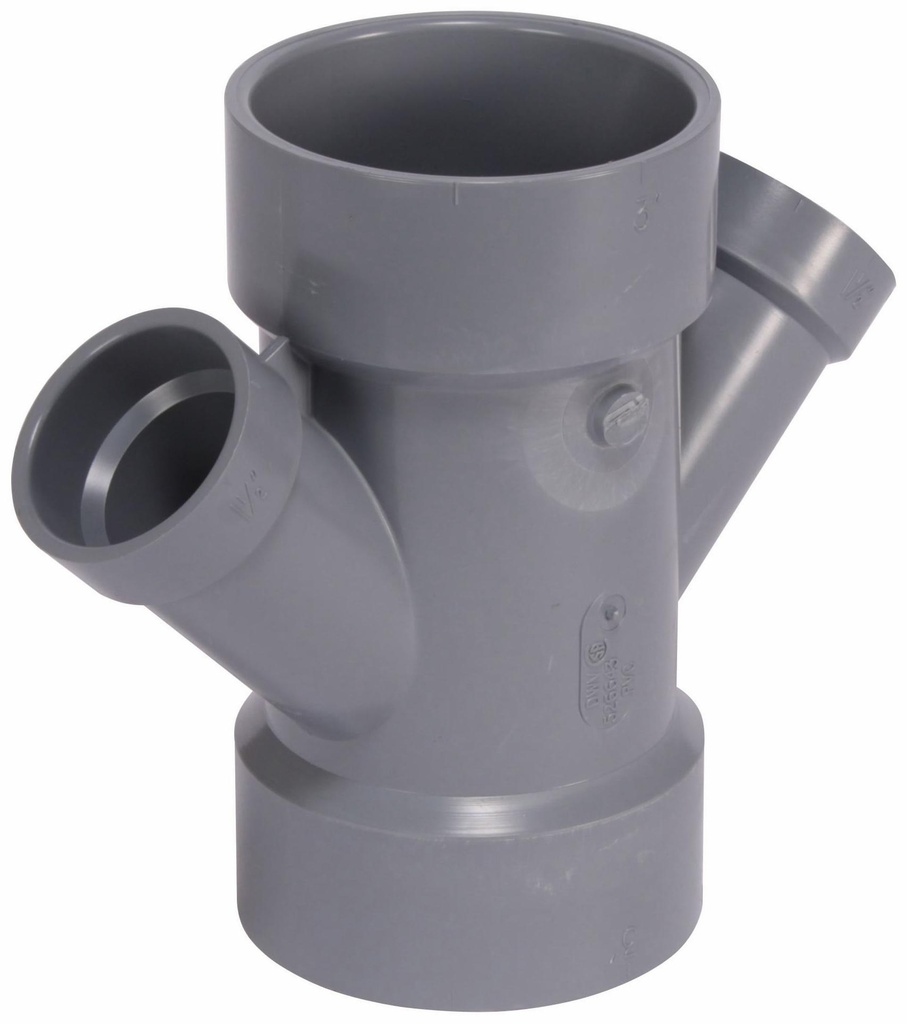 3"x1 1/2"x45D PVC DWV DOUBLE WYE HxHxHxH SYSTEM XFR