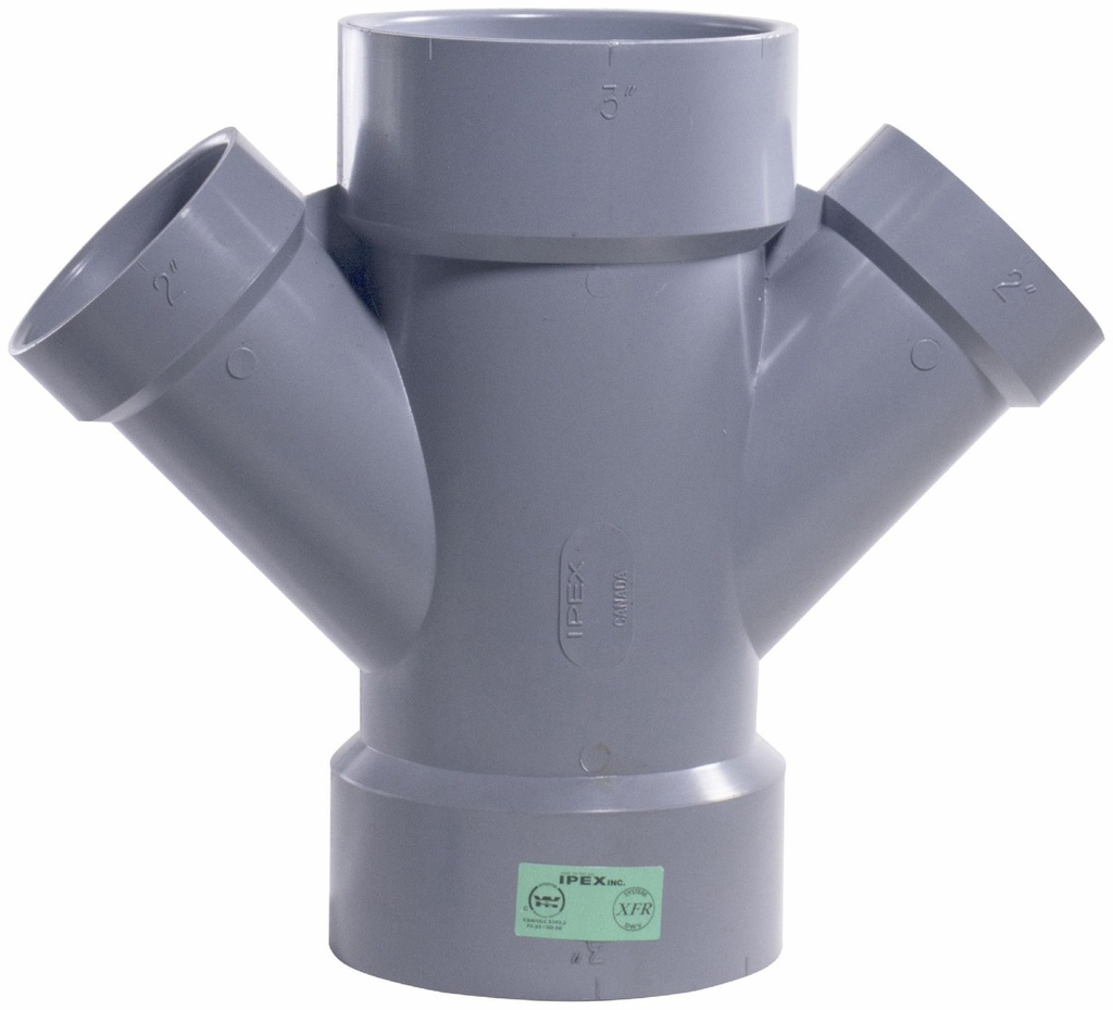 3"x2"x45D PVC DWV DOUBLE WYE HxHxHxH SYSTEM XFR