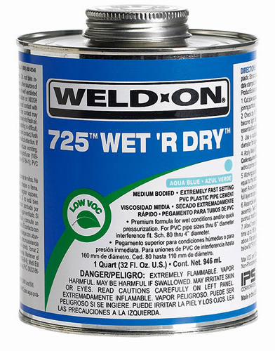 236ml 725 Wet 'R Dry PVC Cement Aqua Blue