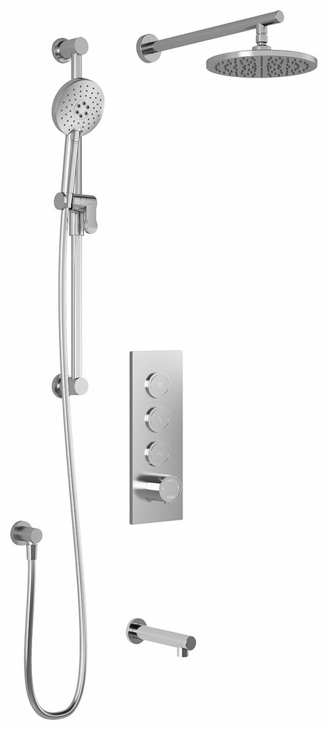 RoundOne TB3 Thermostatic Push-Button Shower System with Wall Arm (Less Valve)