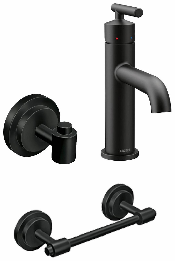 Gibson Single Hole Bathroom Faucet with ISO Robe Hook and Toilet Paper Holder