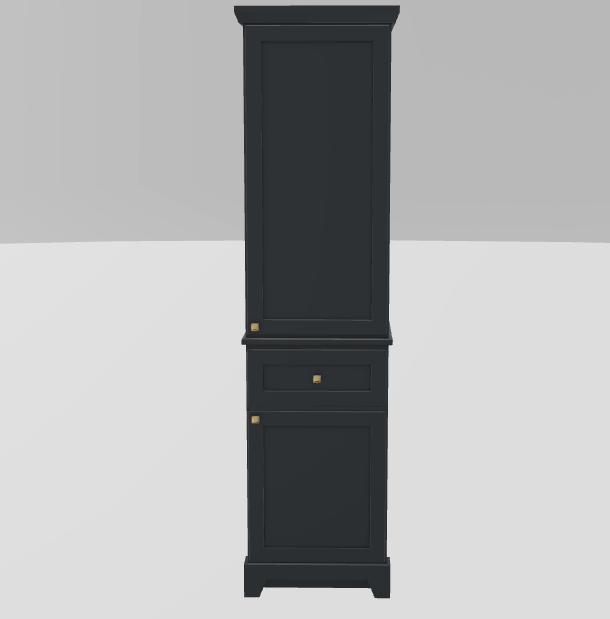 18" RH Linen Tower Modern Shaker Upper and Lower Doors with Prestige Knobs