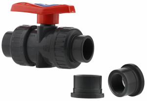 1-1/4" FPT Union PVC Ballv.Dlx PTFE Seat - Epdm O-Ring Seal'