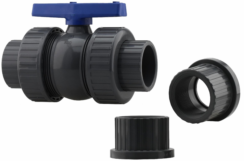 0925-25NL - '2-1/2" FPT Union PVC Ballv.Dlx PTFE Seat - Epdm O-Ring Seal'