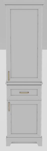 18" RH Linen Tower Modern Shaker Upper and Lower Doors with Square Handles