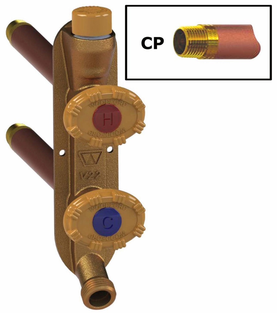 Model V22CP Freezeless Hot & Cold Wall Faucet 12 Inch, Black Handle