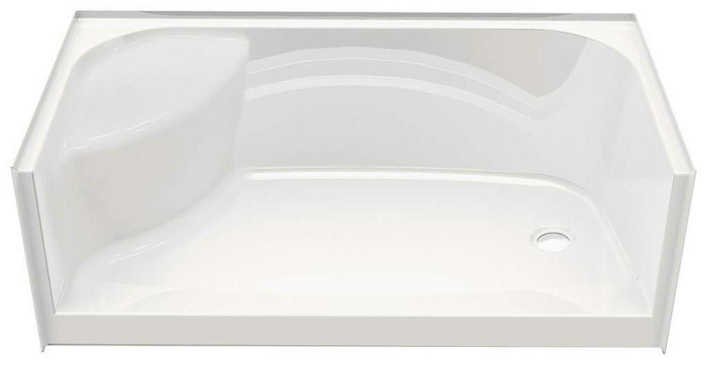 SPS 3460 AcrylX RH Drain Alcove Shower Base with LH Seat