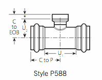 1/2" Vic-Press PxPxF Tee 304 Stainless Style P588