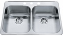 Steel Queen 31-1/4" 3-Hole 2 Bowl Drop-In Kitchen Sink