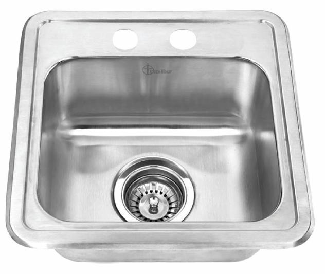 2-Hole 1 Bowl Drop-In Bar Sink