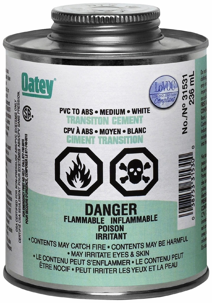 236ml ABS-PVC Transition Cement White