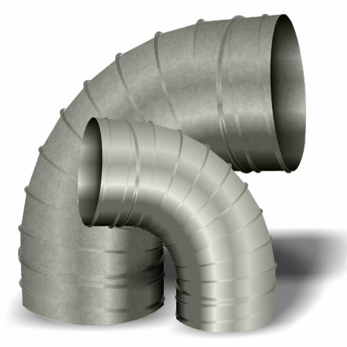 7" Spiral 90 Degree Elbow 1-1/2" Centerline