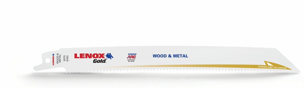 8"x3/4" 10TPI Gold Power Arc Thick Metal Cutting Recip (Each)