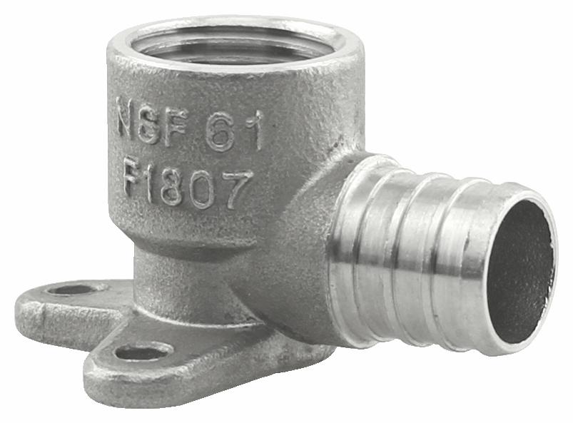 SSPEX-DE0705 - '3/4"x1/2" FPT 304SS Crimp PEX Female Drop Ear Elbow - F1807'