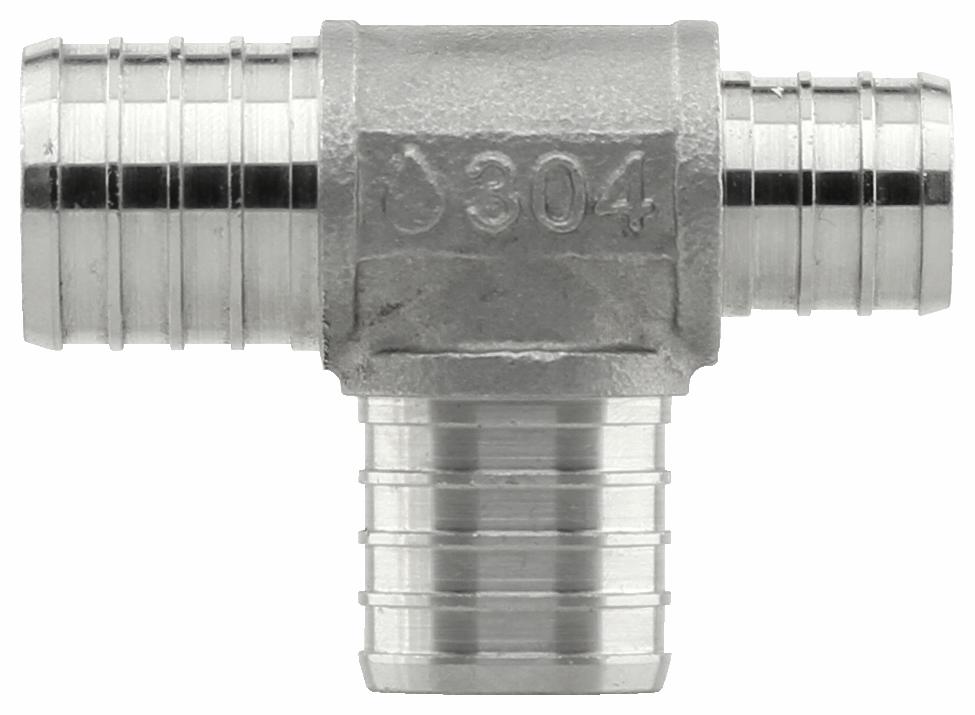 SSPEX-T100710 - '1" x 3/4" x 1" 304SS Crimp PEX Tee - F1807'