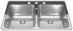 [4402010] Reginox 31-1/4" 3-Hole 2 Bowl Drop-In Kitchen Sink