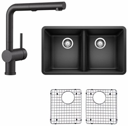 [7000009] Horizon Undermount Sink with Linus Kitchen Faucet and Sink Grids