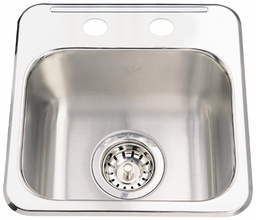 [4405031] Steel Queen 13-5/8" 2-Hole 1 Bowl Drop-In Bar/Prep Sink