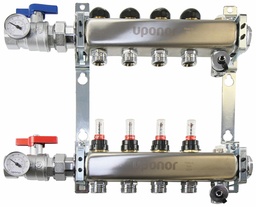 [1819928] Stainless-steel Manifold Assembly, 1 1/4" with flow meter, B&I, ball valve, 7 loops
