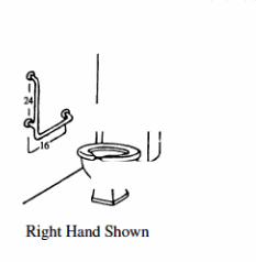 [7017485] 1-1/4 x 16 x 32 Right Hand 90 Degree Angle Knurled Grab Bar