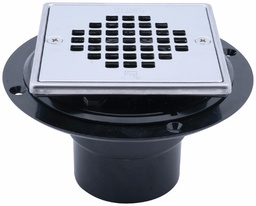 [7591260] Testable ABS Square Low Profile Shower Drain with Snap In Strainer
