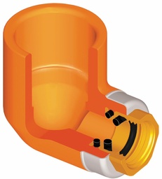 [3270372] 3/4" x 1/2" SxFPT TorqueSafe 90 Sprinkler Head Elbow FlameGuard