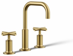 [2932710] Purist Widespread Bathroom Faucet with Cross Handles and Low Gooseneck Spout